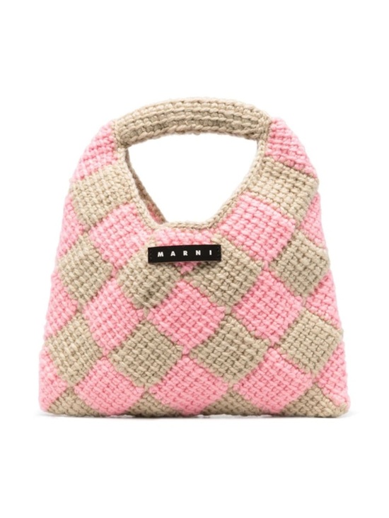 Marni Handbags - Marni Pink Woven Knit Patchwork Kids Bag